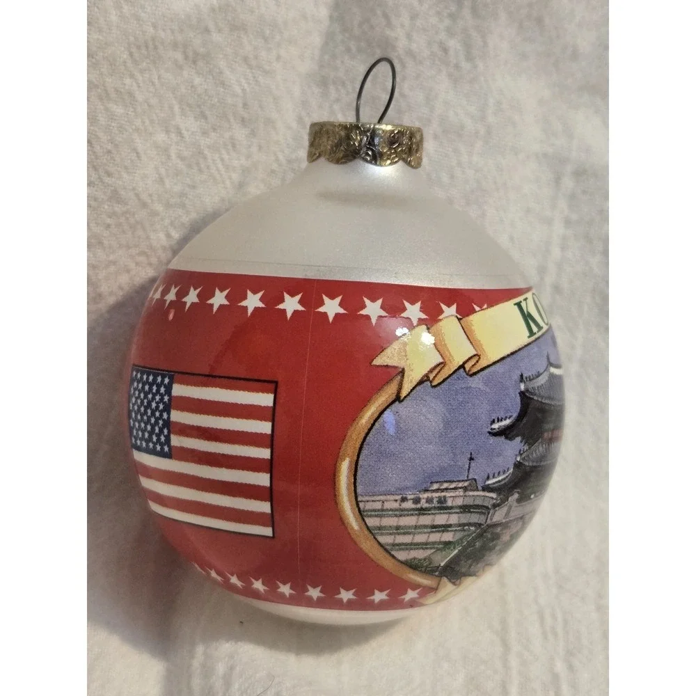 Vintage 1998 Korea‎ Namdaemun Christmas Ornament AGC USA South Korea Flag